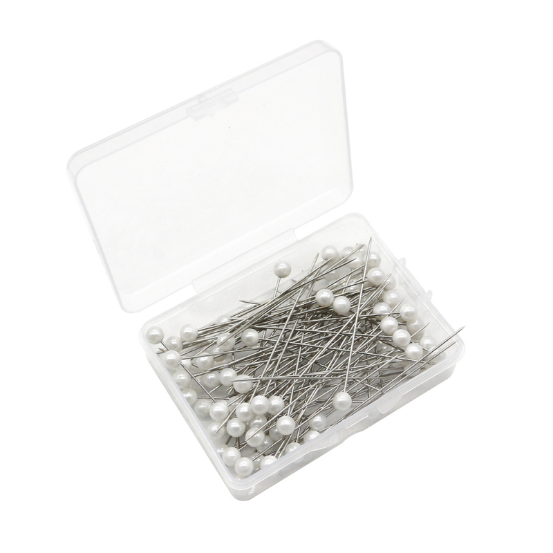 Set od 100 dugih pozicionirajućih igala, 65 mm, za kućno šivanje DIY, biserno bijele igle