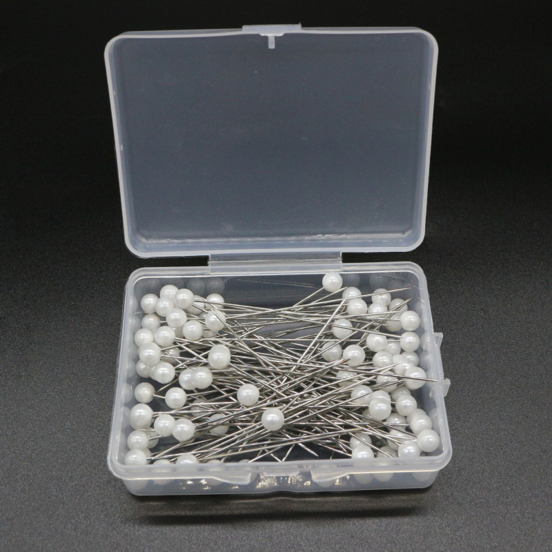Set od 100 dugih pozicionirajućih igala, 65 mm, za kućno šivanje DIY, biserno bijele igle