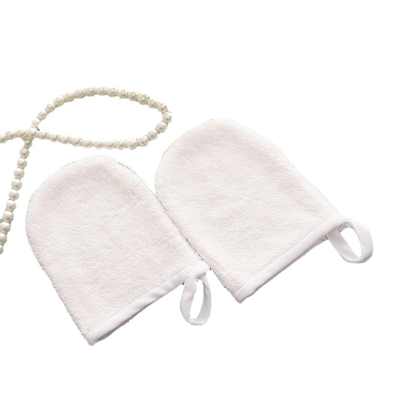 Ръкавици за премахване на грим от бамбукови влакна, повторно използваеми ръкавици за почистване на лицето, с лого върху продукта, персонализируеми, 12 г, слуб прежда