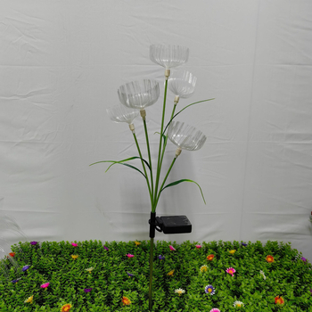 Nova solarna vrtna dekoracija s listovima, 5-glava lampa nalik meduzi koja se ljulja, IP66 vodootpornost, 0,2 W, trajanje osvjetljenja 16–24 h