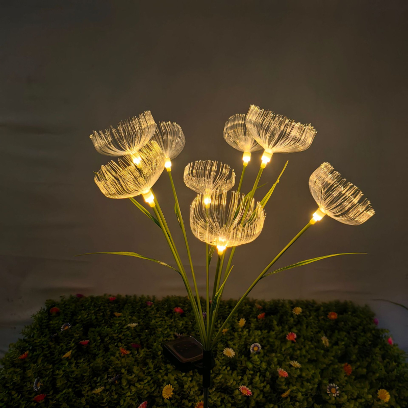 Nova solarna vrtna dekoracija s listovima, 5-glava lampa nalik meduzi koja se ljulja, IP66 vodootpornost, 0,2 W, trajanje osvjetljenja 16–24 h