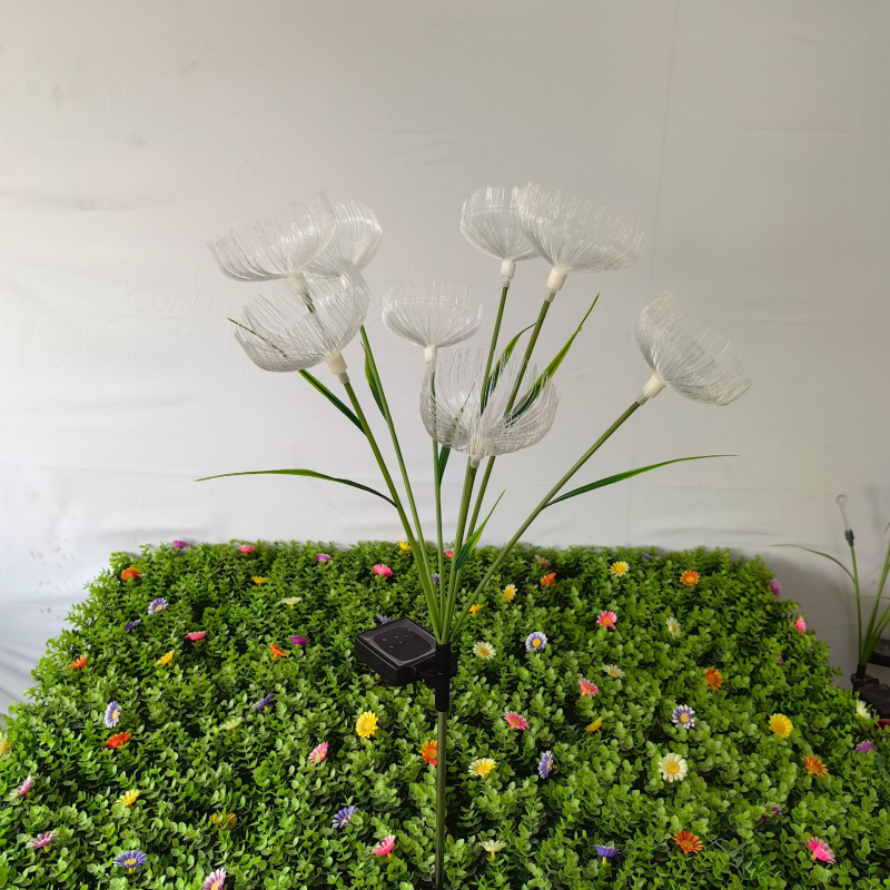 Nova solarna vrtna dekoracija s listovima, 5-glava lampa nalik meduzi koja se ljulja, IP66 vodootpornost, 0,2 W, trajanje osvjetljenja 16–24 h