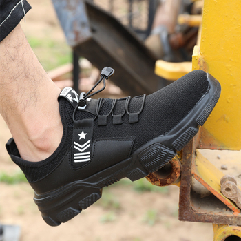 Pánska bezpečnostná obuv s oceľovou špičkou, ľahká, odolná voči rozbitiu a perforáciou, priedušná na leto.