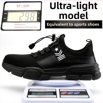 Pánska bezpečnostná obuv s oceľovou špičkou, ľahká, odolná voči rozbitiu a perforáciou, priedušná na leto.