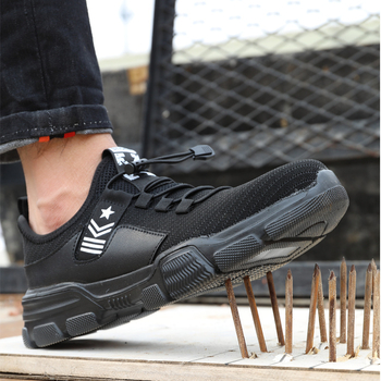 Pánska bezpečnostná obuv s oceľovou špičkou, ľahká, odolná voči rozbitiu a perforáciou, priedušná na leto.