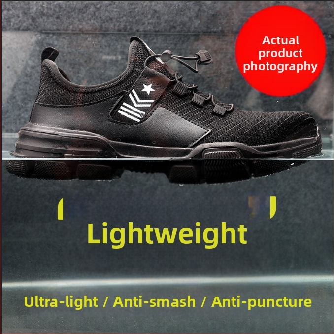 Pánska bezpečnostná obuv s oceľovou špičkou, ľahká, odolná voči rozbitiu a perforáciou, priedušná na leto.