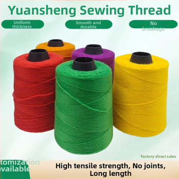 Νήμα ραφής για σφράγιση συσκευασιών — Πολυεστέρας; Μάρκα: Yue Sheng; Εφαρμογές: σφράγιση πλεγμένων σακουλών, ραφή σακουλών ρυζιού, βιομηχανική ραφή