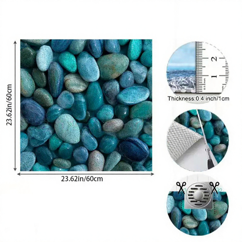 Kvadratni protuklizni kupaonski prostir s teksturom od svilenih petlji i geometrijskim uzorkom, periva i otporna na mrlje, japansko-korejski retro boho stil