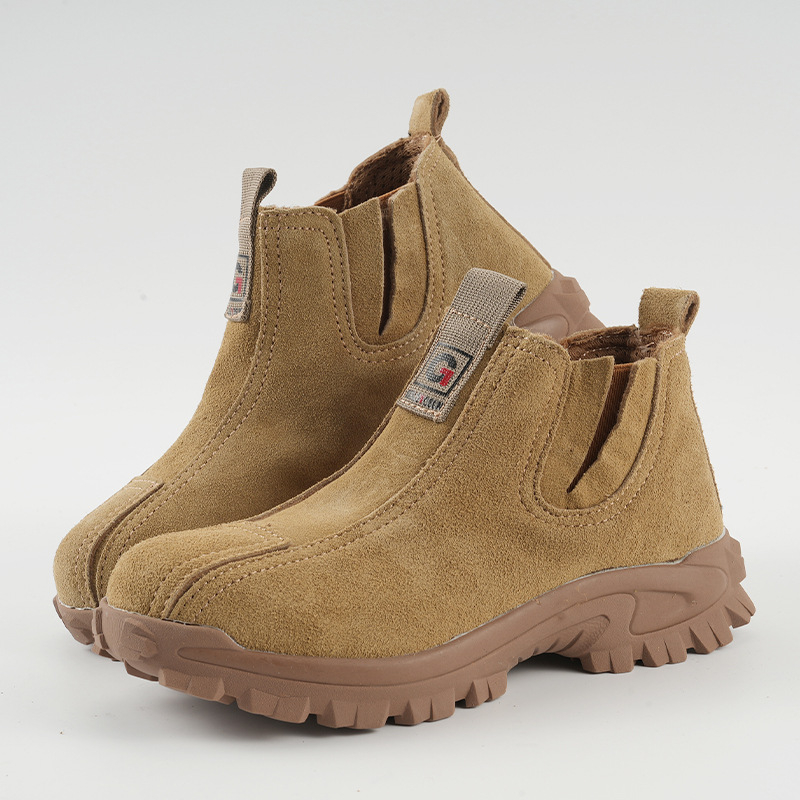 Muške slip-on sigurnosne cipele s izolacijom i plastičnim zaštitnim prstom — protiv udara, protiv probijanja, protiv klizanja, otporne na trošenje, nubuk gornji dio