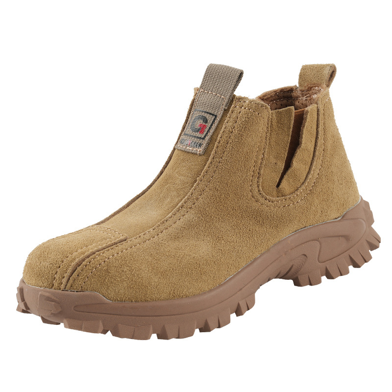 Muške slip-on sigurnosne cipele s izolacijom i plastičnim zaštitnim prstom — protiv udara, protiv probijanja, protiv klizanja, otporne na trošenje, nubuk gornji dio