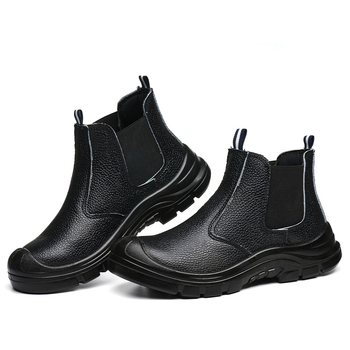 Pantofi de protecție din piele cu textură granuloasă, talpă medie, vârf din oțel, izolați până la 6 kV, protecție împotriva impactului și perforării