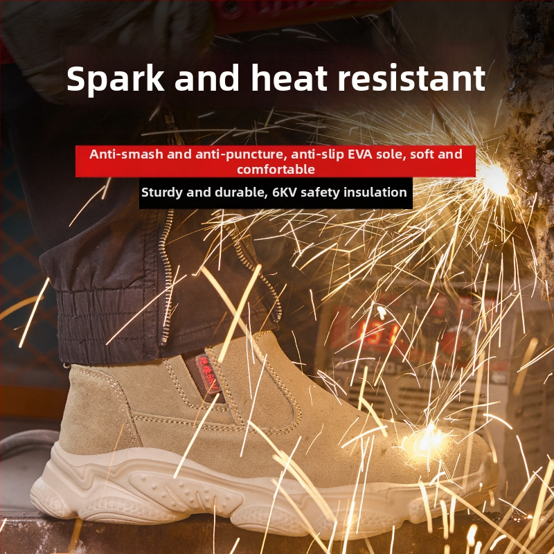 Pantofi de protecție pentru muncă, pentru bărbați, talie medie, piele velur; vârf din plastic, protecție la lovire, protecție la perforare, izolație