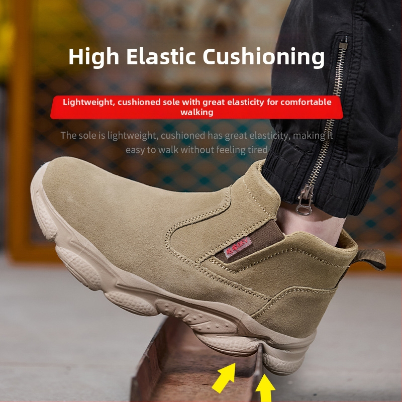 Pantofi de protecție pentru muncă, pentru bărbați, talie medie, piele velur; vârf din plastic, protecție la lovire, protecție la perforare, izolație