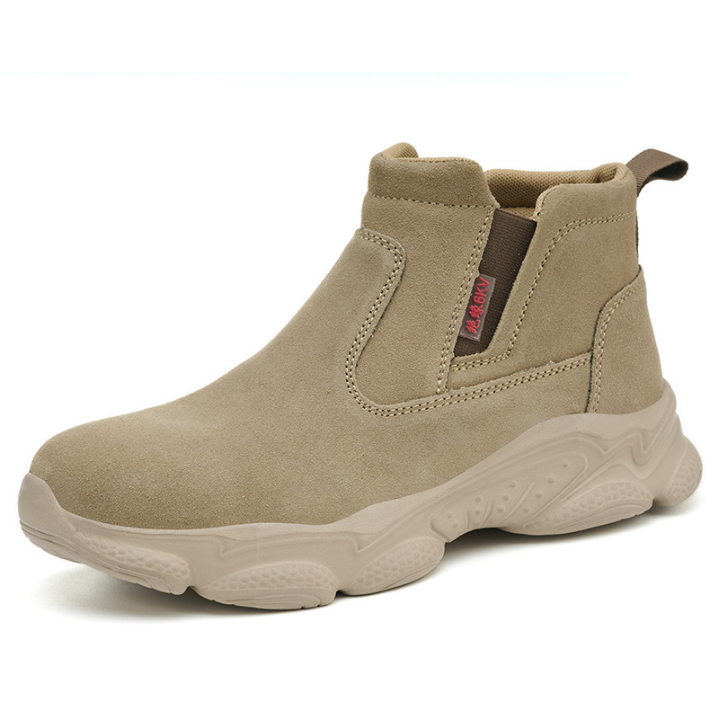 Pantofi de protecție pentru muncă, pentru bărbați, talie medie, piele velur; vârf din plastic, protecție la lovire, protecție la perforare, izolație