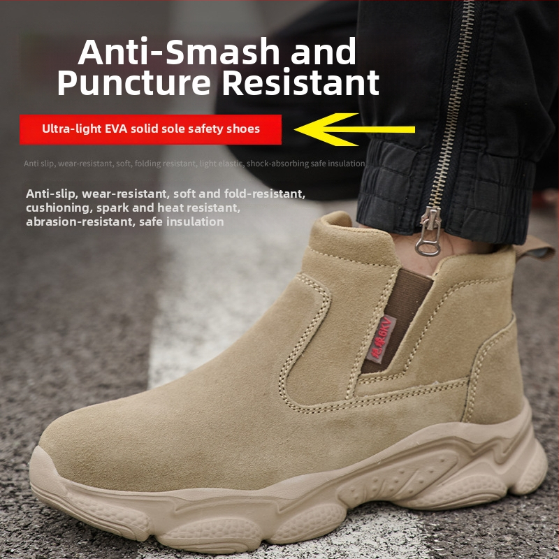 Pantofi de protecție pentru muncă, pentru bărbați, talie medie, piele velur; vârf din plastic, protecție la lovire, protecție la perforare, izolație