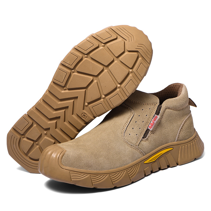 Cipele zaštite za zavarivanje, slip-on, muške, suede koža, plastično-čelični vrh, izolirane, prozračne, otporne na udarce i probijanje