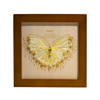 DIY készlet gyöngyhímzéshez francia stílusban – motívum pillangó a keretben, otthoni dekorációhoz, kézzel készített ajándék • Anyag: nyomtatott vászon • Stílus: francia • Műfaj: pasztorális francia
