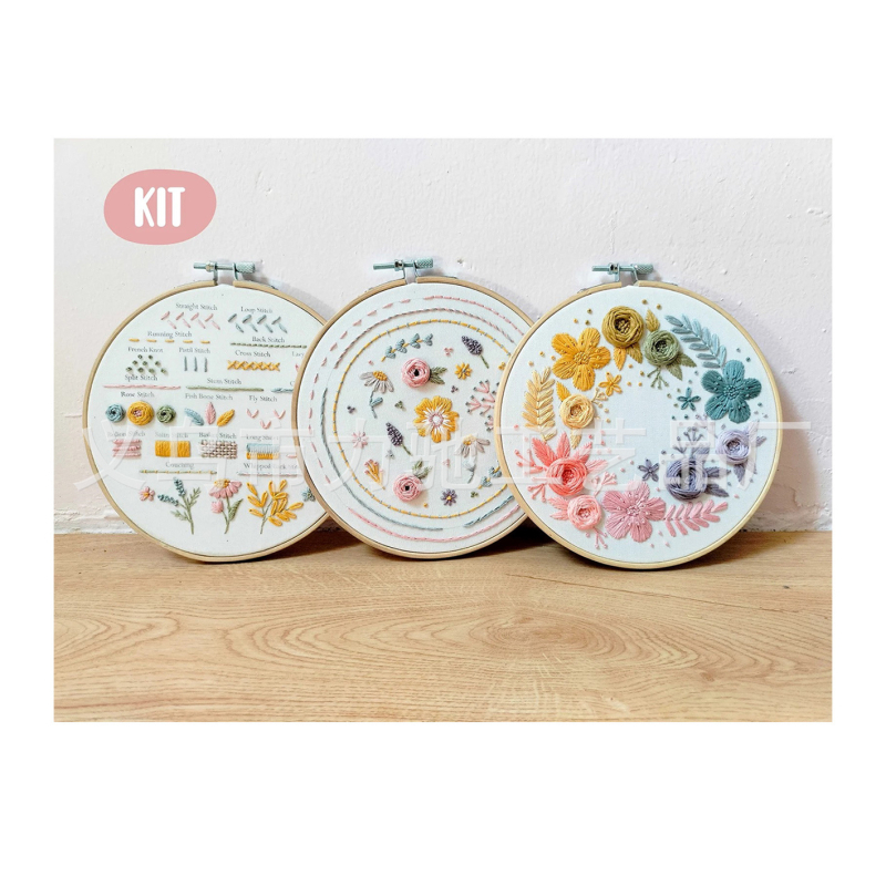 Nordic vászon hímzőkészlet virágos motívummal