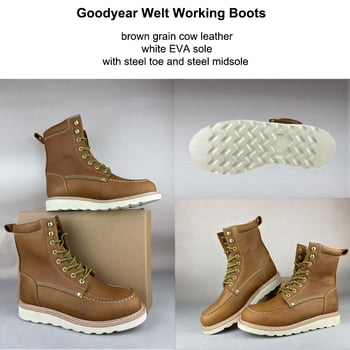 Cipele za sigurnost na radu - Visoke, s vezivanjem, čelični prst, Goodyear Welt, gumeni đon, otporne na ulje
