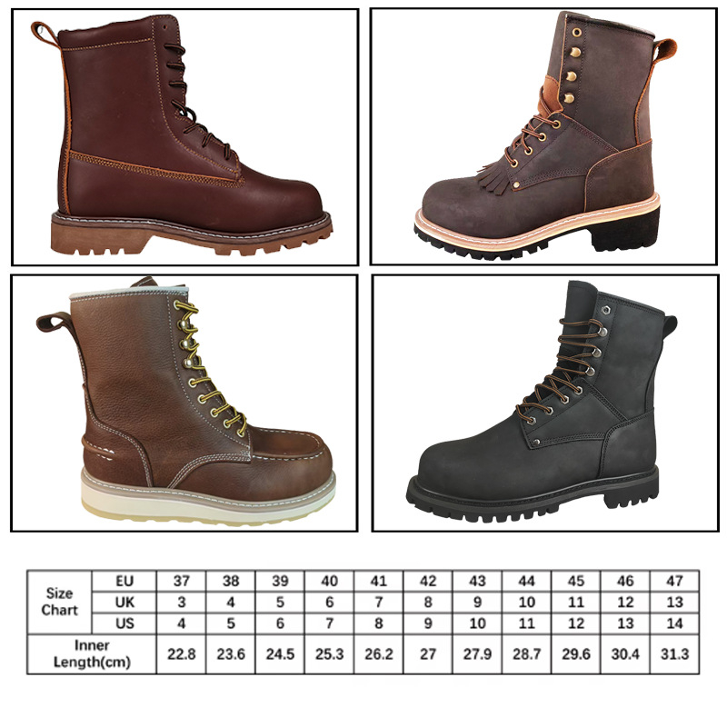 Cipele za sigurnost na radu - Visoke, s vezivanjem, čelični prst, Goodyear Welt, gumeni đon, otporne na ulje