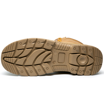 Ghete de protecție pentru muncă, înalte, cu vârf din oțel, anti-șoc și anti-perforație, piele de vițel, talpă din cauciuc