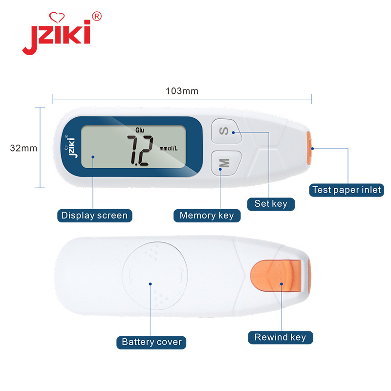 Έξυπνος μετρητής γλυκόζης στο αίμα - μοντέλο Jzk-201, βάρος 280 g, τροφοδοσία DC3V, υλικό ABS, Κυκλοφόρησε 2018-10
