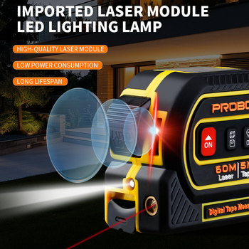 Μετρητής απόστασης με λέιζερ και μαγνητική ατσάλινη μετρητική ταινία — σειρά Laser tape measure, κωδικός προϊόντος 001, εφαρμογή: εσωτερική διακόσμηση