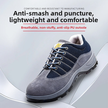 Pantofi de siguranță pentru bărbați, cu talpă joasă, din piele de vițel și PU, vârf din oțel, protecție împotriva loviturilor și perforării, pantofi de lucru respirabili