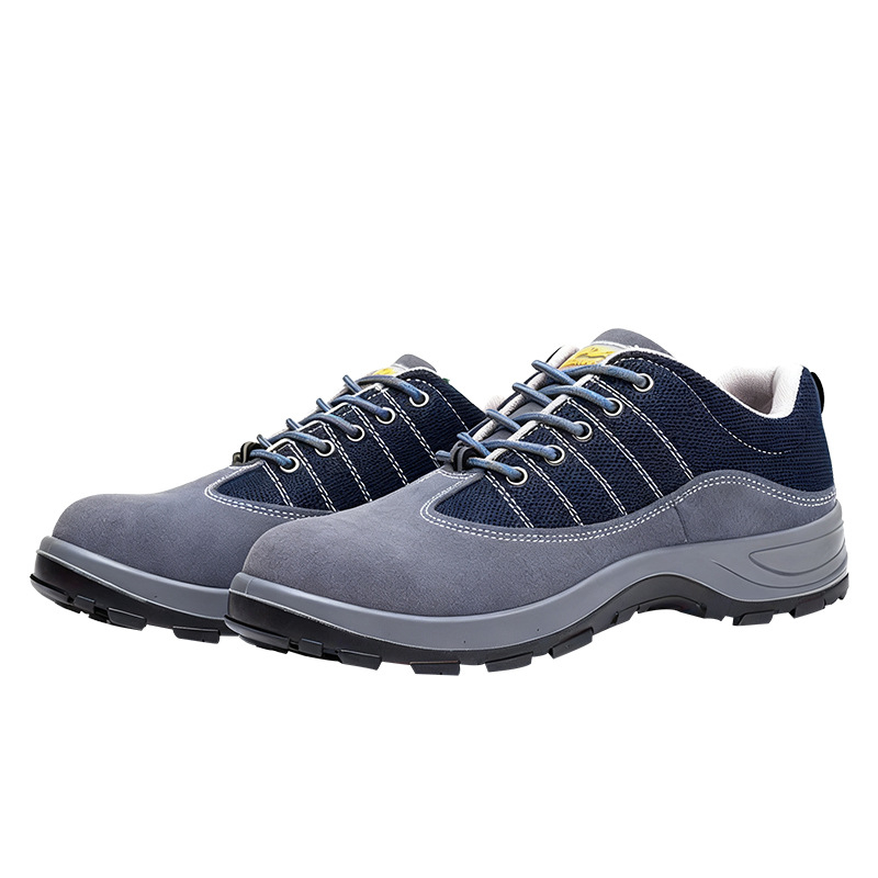 Pantofi de siguranță pentru bărbați, cu talpă joasă, din piele de vițel și PU, vârf din oțel, protecție împotriva loviturilor și perforării, pantofi de lucru respirabili
