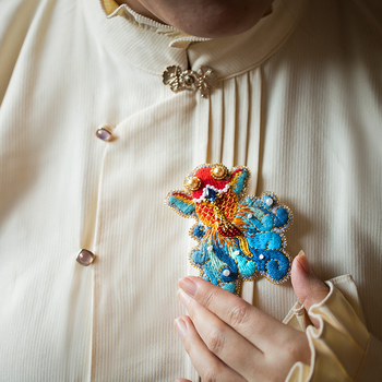 Acarhat DIY hímzés készlet: koi hal brooch, francia stílus, textil anyag, ruhákhoz való kiegészítő