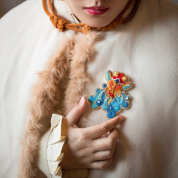 Acarhat DIY hímzés készlet: koi hal brooch, francia stílus, textil anyag, ruhákhoz való kiegészítő