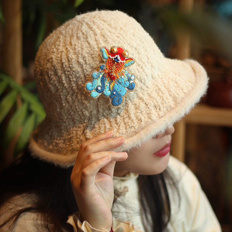 Acarhat DIY hímzés készlet: koi hal brooch, francia stílus, textil anyag, ruhákhoz való kiegészítő