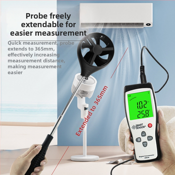 AS836 Digitálny anemometer, prenosný merací rozsah vetra 0.3–45 m/s, presnosť ±3% ±0.1 dgt, rozlíšenie 0.1 m/s