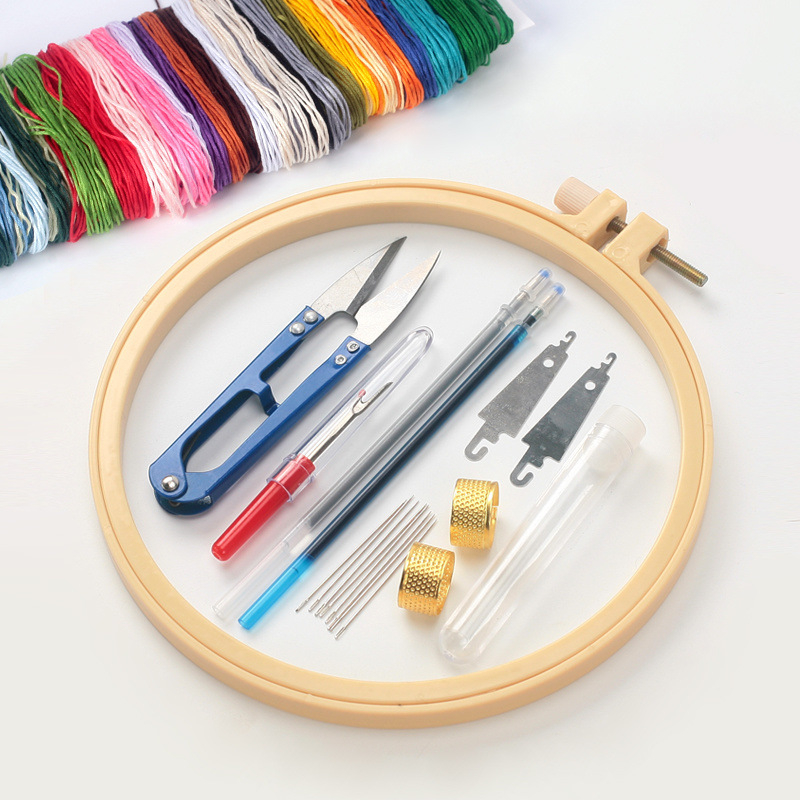 Set alata za DIY šivanje s obručom za izšivanje i okvirom za križni šav, kružni fiksni prsten