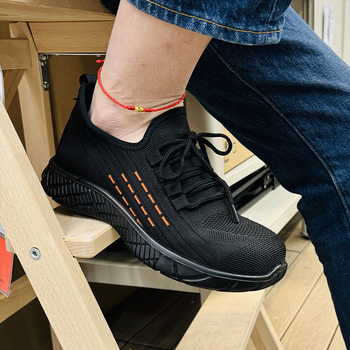 Pantofi de protecție cu vârf din oțel, anti-penetrare și anti-șoc, partea superioară din plasă fly mesh, design cu talie joasă