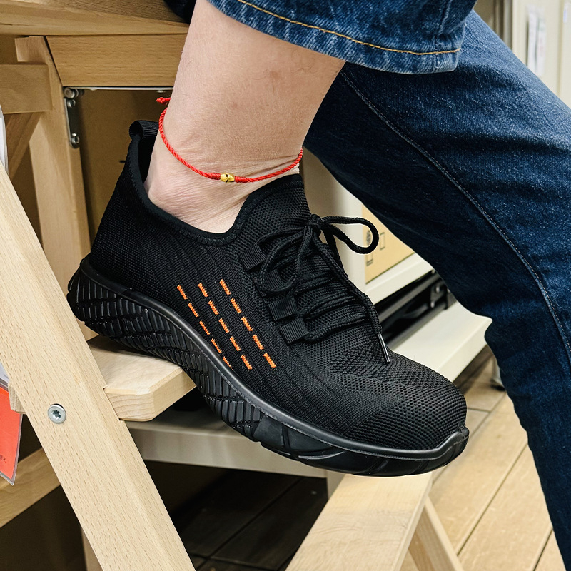 Pantofi de protecție cu vârf din oțel, anti-penetrare și anti-șoc, partea superioară din plasă fly mesh, design cu talie joasă