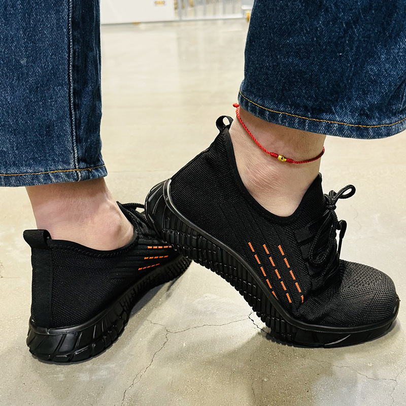 Pantofi de protecție cu vârf din oțel, anti-penetrare și anti-șoc, partea superioară din plasă fly mesh, design cu talie joasă