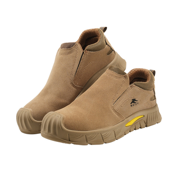 Pantofi de protecție pentru bărbați, din piele întoarsă, cu vârf de protecție din plastic și oțel, protecție la lovire și perforare, respirabili și ușori