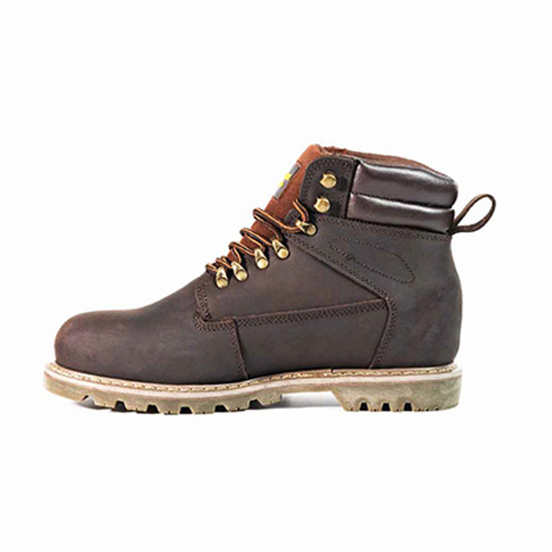 Pantofi de protecție pentru lucru cu cusături Goodyear, vârf și talpă din oțel, piele Crazy Horse, protecție împotriva șocurilor și perforațiilor