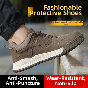 Ασφαλή παπούτσια εργασίας με μεταλλικό δάχτυλο, προστασία κατά χτυπήματος και διάτρησης, σουέτ επάνω μέρος, χαμηλό κόψιμο