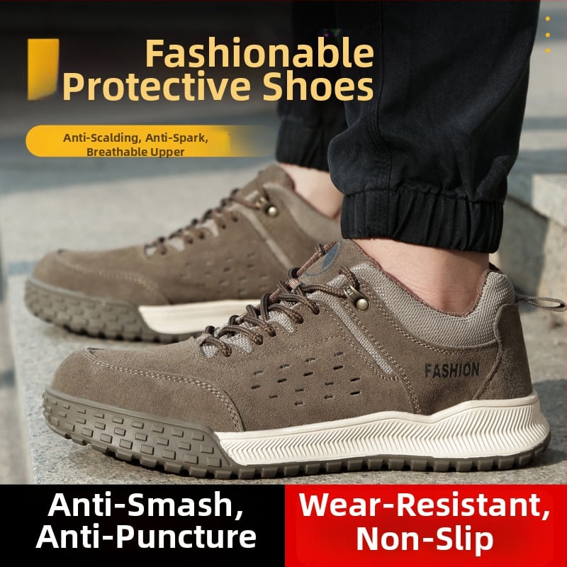 Ασφαλή παπούτσια εργασίας με μεταλλικό δάχτυλο, προστασία κατά χτυπήματος και διάτρησης, σουέτ επάνω μέρος, χαμηλό κόψιμο