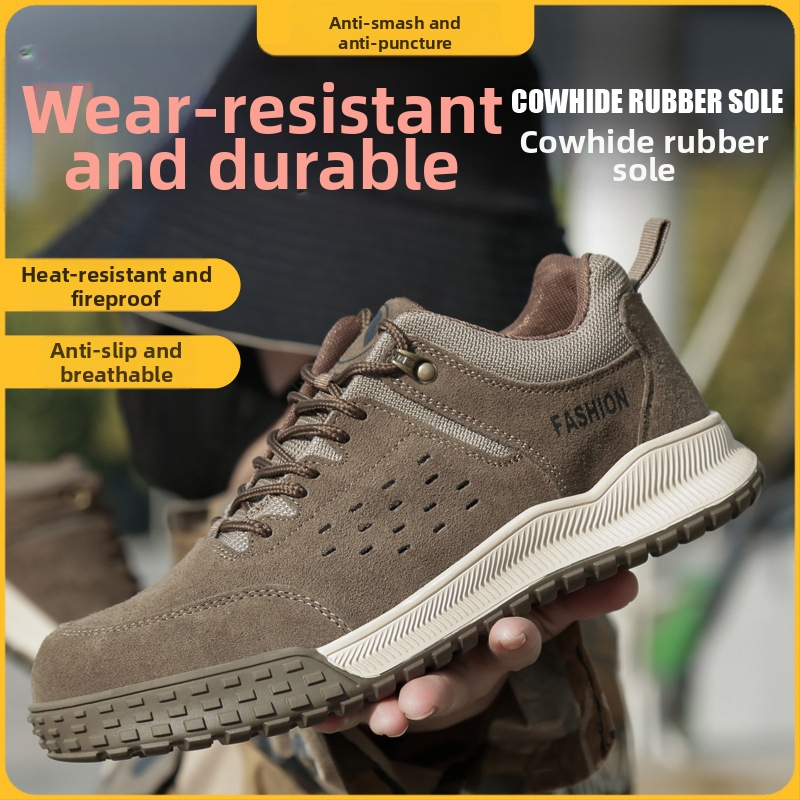 Ασφαλή παπούτσια εργασίας με μεταλλικό δάχτυλο, προστασία κατά χτυπήματος και διάτρησης, σουέτ επάνω μέρος, χαμηλό κόψιμο