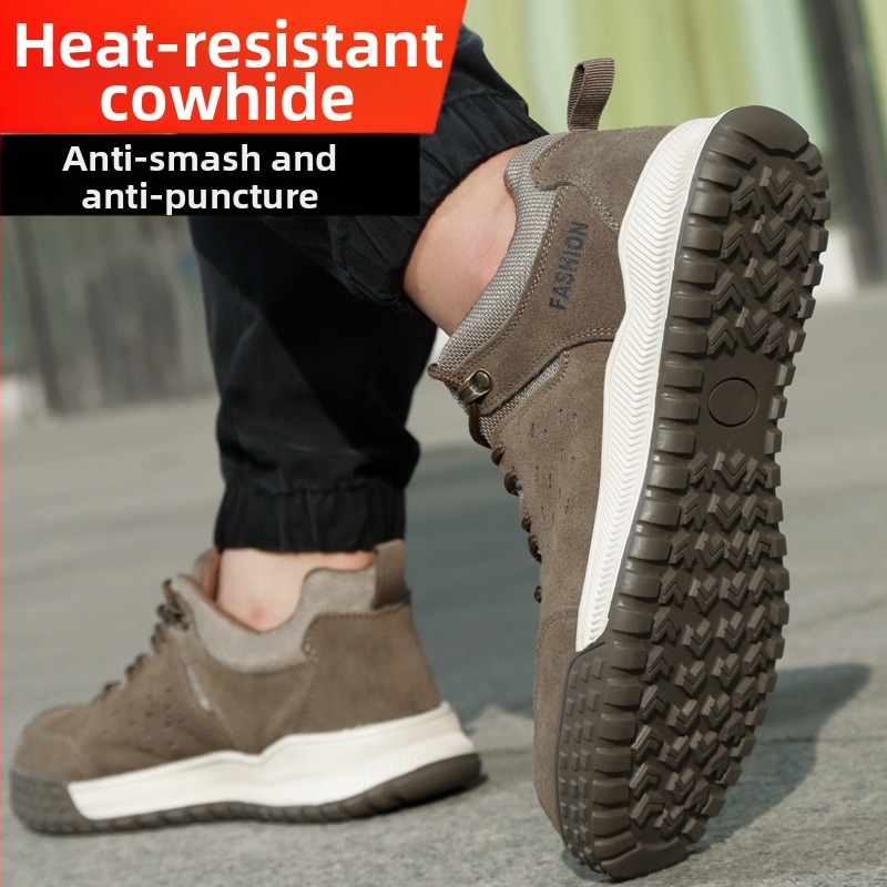 Ασφαλή παπούτσια εργασίας με μεταλλικό δάχτυλο, προστασία κατά χτυπήματος και διάτρησης, σουέτ επάνω μέρος, χαμηλό κόψιμο