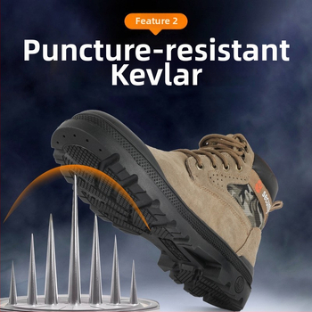 Pantofi de protecție pentru muncă, cu rezistență la temperaturi înalte, anti-șoc și anti-perforație; piele velur + talpă de cauciuc, vârf din oțel