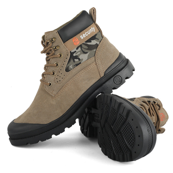 Pantofi de protecție pentru muncă, cu rezistență la temperaturi înalte, anti-șoc și anti-perforație; piele velur + talpă de cauciuc, vârf din oțel