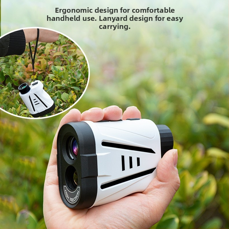 Prenosný laserový rangefinder GR01-1800 – rozsah 3–2000 m, presnosť ±(1.0 m + D*0.2%), hmotnosť 162 g, určený pre golf, lov a inžinierske merania