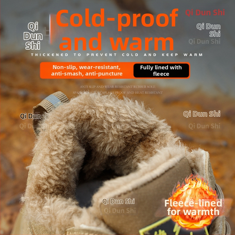 Téli védőmunkacipő fleece béléssel, ütésálló és átszúrás elleni védelemmel, mikroszálas bőr + vászon felsőrész, magas szárú kialakítás