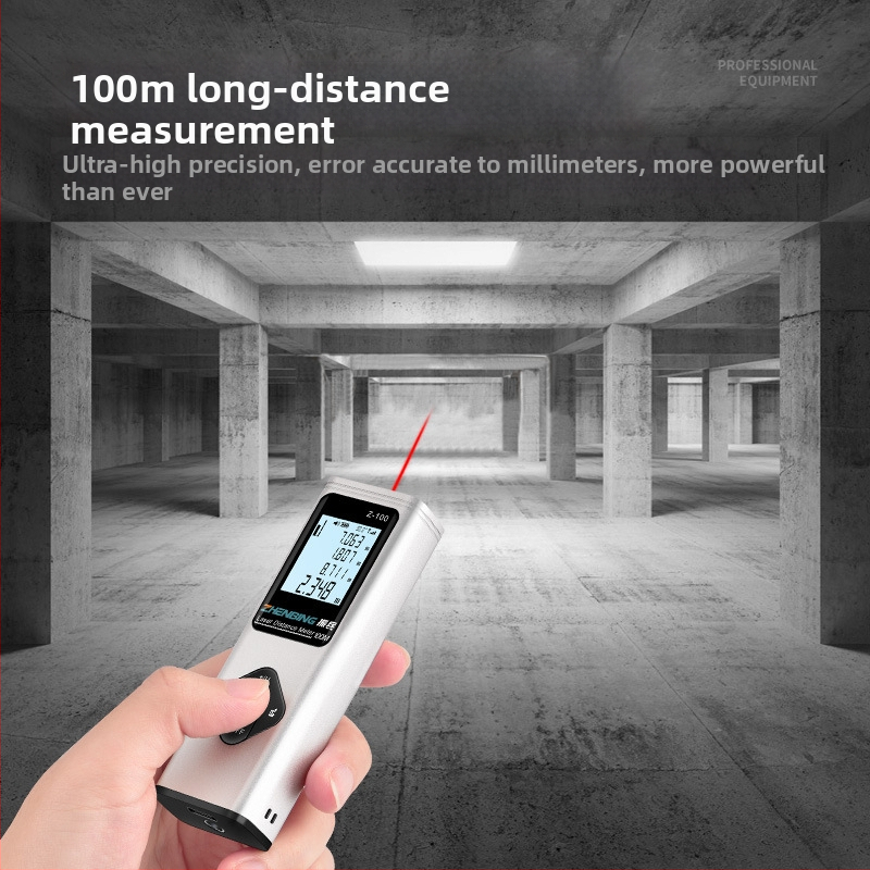 Ručný laserový merač vzdialenosti, Z séria s krížovou čiarou — rozsah 0,5–100 m, presnosť 0,001 m, prevádzkové napätie 3,7 V, hmotnosť 60,3 g