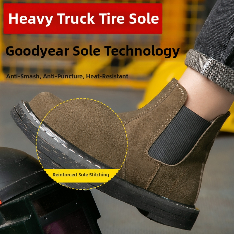 Pracovné topánky s dvojitou oceľovou špičkou, vysoké, na všetky ročné obdobia, protišmykové, odolné voči opotrebeniu, tepelne odolné, materiál: reverzný semiš