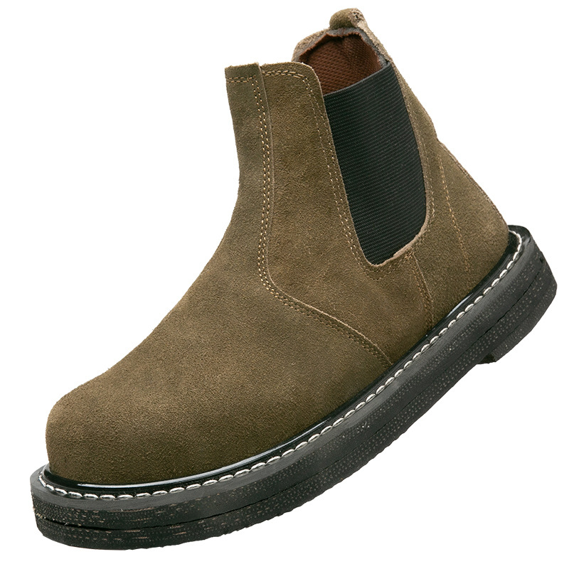 Pracovné topánky s dvojitou oceľovou špičkou, vysoké, na všetky ročné obdobia, protišmykové, odolné voči opotrebeniu, tepelne odolné, materiál: reverzný semiš